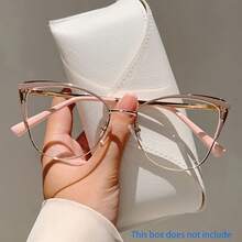 1 Piece Women's New Cat Eye Shape Glasses, Elegant Fashion Red PC (Polycarbonate) Lenses Metal Frame Full Rim With Hinges For Daily Wear And Party Decoration - Vàng đen - Xem 6