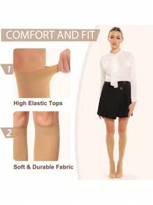 (2pairs)Women's Knee High Socks Ladies Nylon Long Socks 2pairs Semi Opaque Trouser Socks Knee Stockings, Y2k, Cozy Socks - Multicolor - View 5