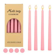 4 件 10 英寸锥形普通蜡烛，浅/深粉色/柔和色系列，适用于家居装饰、婚礼装饰、餐桌装饰、闺蜜礼物、女士礼物、冬季礼物、生日装饰、烛光晚餐、烛台、宴会、婚礼、情人节、无香蜡烛、浪漫装饰、四季皆宜 - 彩色 - 查看 16