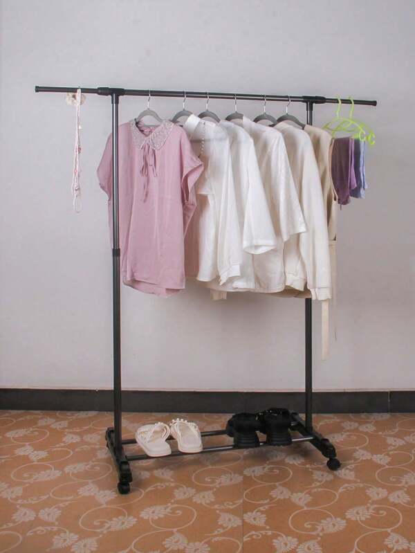 1pc Floor Standing Clothes Drying Rack, Simple Indoor Balcony Movable Hanger For Hanging Clothes, Suitable For Home, Student Dorm