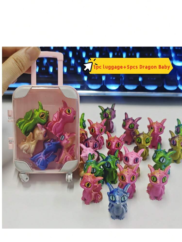 1pc Mini Suitcase & Mini Dragon Baby - Colorful Durable ABS Trolley Case, Portable Design Suitable For Teenagers & Storage - Dollhouse - Perfect For Travel, Party And Small Item Organization. (Multiple Colors Available, Dragon Baby Color Random) - Multicolor - View 13