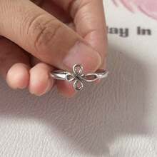 1個交叉設計裝飾女戒,適用於婚禮、派對、節日和休閒穿著 - 銀色 - 查看 7