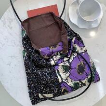 Borsa in tela con design a nicchia e paillettes viola papavero, borsa monospalla di alta qualità in stile pigro per pendolari