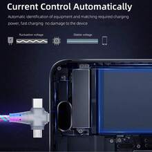 三合一 6A 高速充电线，带 USB 转 Micro USB + Type-C + Lightning 接口的数据线，兼容 /兼容 、Android、相机、MP3 通用适配器，充电器 Nan MFi 认证 - 彩色 - View 7