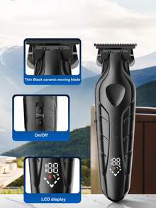 Kemei Cortadora de pelo eléctrica KM-2269 con cuchilla T de 0 mm para hombres, uso en barbería o en casa, inalámbrica, para cortar y esculpir el cabello, regalo para hombres - Negro - Ver 9