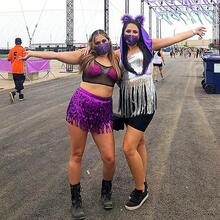 Halloween  Halloween Essentials  Party Limited Edition  Women's Belly Dance Scarf Skirt Sparkly Tassel Disco Outfits Sequin Wrap Rave Costumes Fringe Skirt - 紫色 - 查看 5