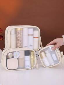 高级哑光半透明化妆包，化妆品收纳袋，旅行洗漱包，大容量便携化妆包，房间装饰，包袋，化妆包，梳妆台，旅行，化妆包，旅行必备，收纳，储物，旅行必备，化妆品收纳包，化妆包，洗漱包，桌面收纳包，化妆包，化妆袋，化妆品收纳包，梳妆台配件，化妆袋，化妆包，收纳袋，化妆袋，旅行必备 - 彩色 - 查看 5