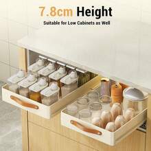 Telescopic Drawer With Handle & Adhesive, Extendable Drawer For Kitchen Cabinets, Spice Rack, Drawer Organiser, Kitchen Storage Shelves For Kitchen, Bathroom, No Drilling - 25*48CM - View 7