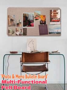 1pc Felt Decorative Board, Self-Adhesive Wall-Mounted Memo Board For Office, Home, Classroom, Reusable Photo Wall Display, Minimalist European Style Wall Decor Sticker, Suitable For Bedroom, Study, Living Room, Office, Classroom, Entryway