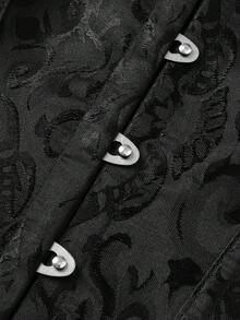 Women's Vintage Overbust Corset Top Gothic Lace Up Sexy Floral Boned Corset Overbust Body Shaper Slimming Waist Trainer Bustier Shapewear Lingerie Bodyshaper Corsets Top - Black - View 9