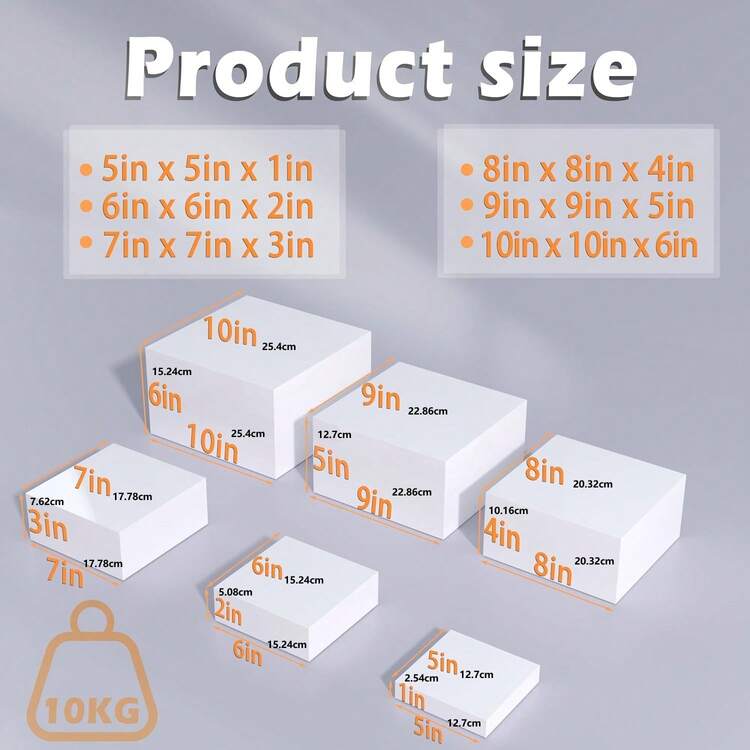 自助餐台白色食物架，适用于自助餐桌，亚克力食品展示架，用于餐饮甜点派对装饰，方形立方体展示底座，底部为空心 - 白色 - 查看 8