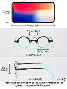 1pc Unisex Vintage Octagon Spring Foot Chain Reading Glasses, Clear Transparent Computer Reading Glasses, Magnification +1.0 To +4.0