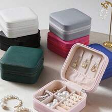 1pc Mini Jewelry Travel Case, Small Portable Jewelry Storage Box, Compact Display Box For Rings, Earrings, Necklaces, Gift For Girls, Women, Mothers, Weddings, Birthdays - Multicolor - View 2