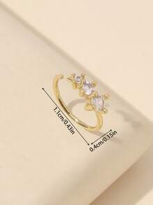 Women's Cubic Zirconia Nose Ring, Copper Alloy Rhinestone Round Soft Cartilage Ear Nose Piercing Body Jewelry - Gold - View 4