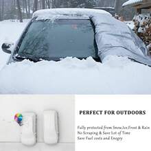 Car Windshield Cover For Ice And Snow, With Multi-Functional Snow Removal Tool, Windshield Cover ,Car Snow Cover ,Water, Heat & Sag-Proof Car Windshield Snow Cover ,Winter Windshield Covers ,Medium 68"X37",All-Weather Oxford Cloth Windproof And UV Protection Shade Is Suitable For Cars, SUVs, Trucks,General Motors, Car Interior Sun Protection