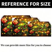 1 Piece Of 2026 New Year Celebration Backdrop - Dazzling Green And Gold Tones, With Red Gifts, Golden Pine Branches And Bright Yellow Lights, Suitable For Christmas, New Year Celebrations, Holiday Gifts, Weddings, Proposals, Birthdays, Anniversaries, Theme Parties, Event Displays, Bedrooms, Living Rooms, Gardens And Outdoor Decorations, Studio Props