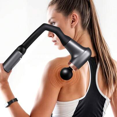 LOVEWE Grey Electric Massage Gun, Handheld Deep Tissue Massager, Portable Muscle Massager, With 4 Massage Heads, For Relieving Muscle And Muscle Pain