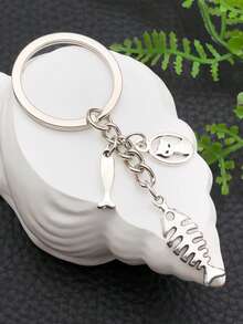 1 pièce Porte-clés chat et poisson, chaton mignon, porte-clés de couple, pendentif de sac, article polyvalent, cadeaux pour amis et famille, cadeaux d'Halloween, cadeaux de fête, cadeaux de Noël, cadeaux d'anniversaire