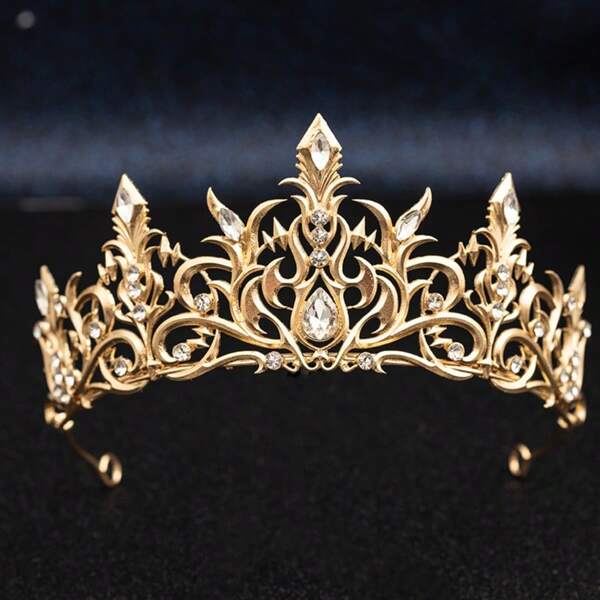 RUOKFZIYAN Vintage goldener Strass Krone Tiara, Retro Barock Königin Prinzessin Braut Haarband, elegantes Hochzeit Abschlussball Party Haaraccessoire für Frauen und Mädchen, Rave Accessoires, Kronen, Kostümkronen, Haargirlande, Haarkranz, Haarwein, Haarschmuck, Haarkette