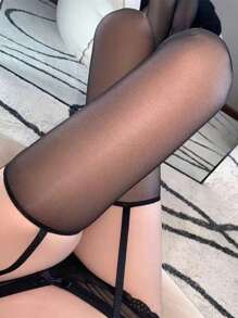 1 件均码，多种尺码可选，薄蕾丝网袜，情趣丝袜，黑丝，白丝，过膝袜，性感款式，性感长袜，大腿袜，女仆装，夜店派对性感女郎装，性感内衣套装，送给女朋友的礼物，情侣用品，适合俱乐部、夜晚外出、约会、表演、新婚之夜 - 性感长袜和紧身内衣