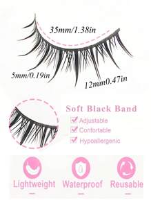 Asiteo 10 对自然假睫毛漫画睫毛 3d 仿貂毛睫毛柔软翼状自然逼真睫毛延长条睫毛、睫毛、睫毛、假睫毛 - 黑色 - 查看 4