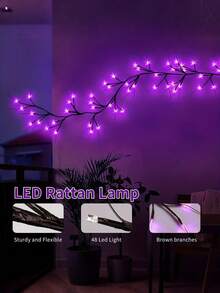 1PC 48 LED Artificial Willow Elm Tree Light, 1.7m Size, USB Powered. These Decorative Fairy String Lights Are Designed For Outdoor Use, Perfect For Gardens, Patios, Yards And Christmas Parties, Wall Bedroom Home Fireplace Indoor Decor, USB Powered Halloween Hanging Lights. Batteries For Branch Lights Are Not Included. - Brown - View 5