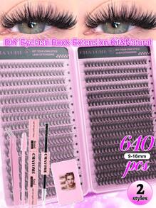 544/640 Stücke Wimpernbüschel D-Locken Einzelwimpern, mit Kleber und Versiegelung, Augenbrauenpinsel, Pinzette Set für Anfänger, weich und natürlich aussehende Kunstwimpern zum Vergrößern der Augen, dicke & natürlich flauschige DIY segmentierte Wimpern für verschiedene Augen-Make-up-Looks, Wimpern+Wimpernverlängerungs-Kleber+Pinzetten Set einfach zu verwenden, Starter-freundlich, flauschiger dichter Kunstwimpern-Set, geeignet für Alltag, Outdoor, Date, Augen-Make-up, Studenten Rückkehr zur Schule Geschenk Wimpernbüschel Set, Wimpern, Kunstwimpern