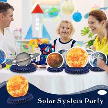 10 Pieces Space Solar System Theme Honeycomb Centerpieces Table Topper Outer Space Party Supplies Planet Honeycomb Galaxy Photo Booth Props For Birthday Party Decorations