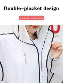 1 Stück modischer, weißer, halbtransparenter EVA Regenmantel mit doppeltem Regenschutz, hohem Kragen, Reißverschluss, tragbar, geeignet für Outdoor-Aktivitäten, Wandern, Radfahren, Camping, unverzichtbar für den Outdoor-Bereich, Rückkehr zur Schulsaison