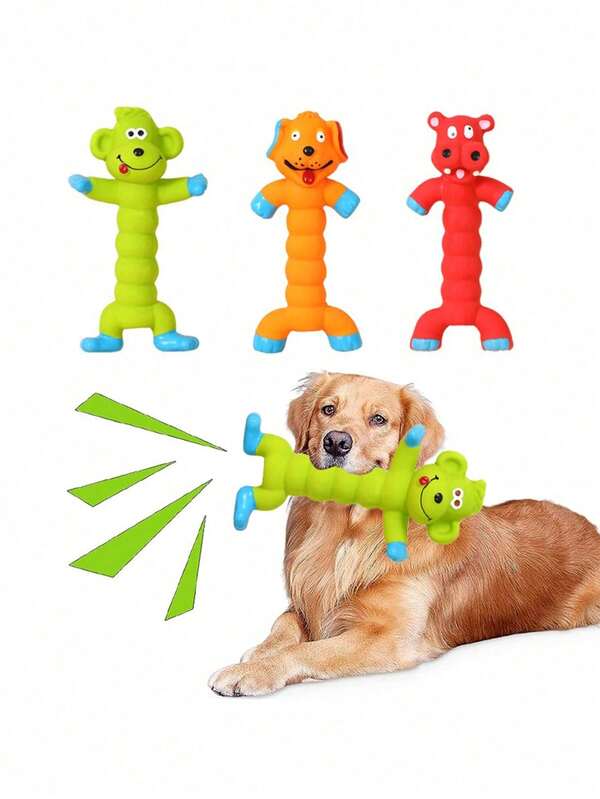 Juguetes de masticar con chillido de látex duraderos - Adecuados para cachorros y perros adultos, con formas de animales divertidas (dinosaurio, león, tigre), para el entretenimiento de perros pequeños y medianos, juguetes interactivos | Juguetes de mascotas vibrantes | Juguetes de masticar duraderos, juguetes para perros, sin batería requerida