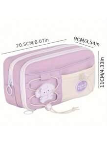 1 件可爱牛津布铅笔盒，多功能大容量，弹性可调，可存放笔、尺子，适合男孩和女孩，美观的学生文具盒，送给朋友的完美礼物，文具收纳盒