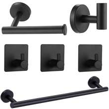 6pcs Stainless Steel Bathroom Accessories Set Including Towel Bar, Toilet Paper Holder, Wall Mount Hooks, Robe Hooks, Coat Hooks For Bathroom Hardware Sets