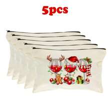 圣诞主题化妆包，多件套可选（1/5/10/20件），多功能珠宝袋，圣诞礼品袋，零钱包，糖果袋，带有圣诞老人，精灵，圣诞树和其他节日设计，是营造圣诞气氛的必备品，便携多用途实用布袋，充满节日气氛，圣诞节和新年聚会，派对，礼品分发和存储的必备包装袋，适合男士和女士