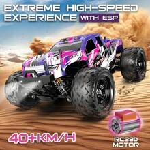 High-Speed Full Scale 4WD RC Car, All-Terrain Monster Truck, RC380 High Speed Motor, With Adjustable Strength Shock Absorber, 2.4GHz Remote Control, With 2 Rechagreable Batteries, Outdoor Sports Drifting/Racing/Climbing, Birthday Christamas Gifts For RC Hobby Beginner - 紫色 - 查看 12