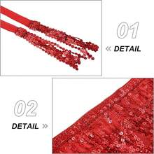Halloween  Halloween Essentials  Party Limited Edition  Women's Belly Dance Scarf Skirt Sparkly Tassel Disco Outfits Sequin Wrap Rave Costumes Fringe Skirt - 紅色 - 查看 4