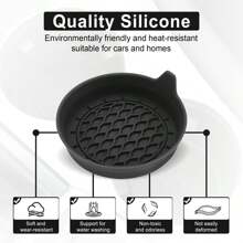 2pcs Black Round 3d Pattern Silicone Non-Slip Cup Holder Coaster For Car With Water & Dust Resistant Features - Suitable For Cars
