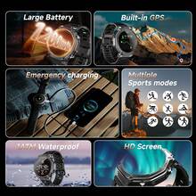 Reverse Charging, 1200mAh Large Battery Capacity Outdoor Smart Watch For Men And Women, Outdoor GPS Tracking, Ten-Meter Waterproof, 1.39-Inch Large Screen Size, Super Bright Flashlight, Ultra-Long Battery Life, Message Reception, Answering Calls, Music Control, Sports Data Collection, Pedometer