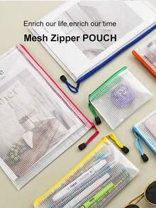 1 Peça/5 Peças Bolsa de Zíper Transparente de Mão para Escritório, Bolsa de Informações para Estudantes, Bolso de Zíper para Organização e Armazenamento - Perfeito para Bordado Cruzado, Jogos de Quebra-cabeça, Viagem, Escola, Jogos de Tabuleiro e Suprimentos de Escritório - Tamanho A4, De Volta às Aulas