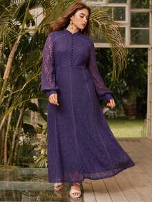 Anewsta Spring Outfits For Women Elegant Long Lace Swing Dress - View 7