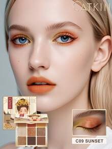 CATKIN 9-Color Eyeshadow Palette - Sunset, Matte And Shimmer Eyeshadows With High Color Payoff - C09 Sunset - View 4