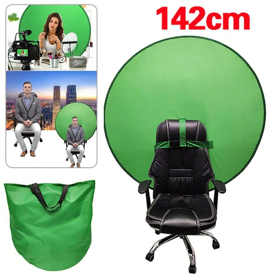 56" Green Screen Backdrop Pop-Up Chair Round Background Protable Photography - Verde - Ver 1