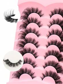7 Pairs Curl Fluffy 3D Lashes,Lashes Fluffy Wispy 3D Faux Mink Lashes Pack Soft Strips Fake Eyelashes-Suitable For Role Playing, Soft Natural Makeup, Natural Enlargement Of Eyes