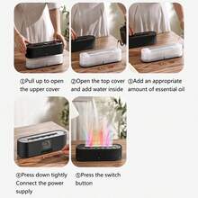 جهاز نشر الروائح الأساسية بالموجات فوق الصوتية بإضاءة لهب ملون سعة 260 مل، جهاز نشر الروائح العطرية، جهاز نشر الزيوت الأساسية المحمول بمنفذ USB، مرطب الهواء