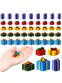 20 pezzi Decorazioni natalizie in miniatura per artigianato, Statuine natalizie in miniatura, Decorazioni natalizie per artigianato, Decorazioni per albero di Natale in miniatura, Accessori da giardino fai-da-te, Ornamenti natalizi in resina decorativa a forma di albero di Natale in scatola, Kit ciondolo fai-da-te