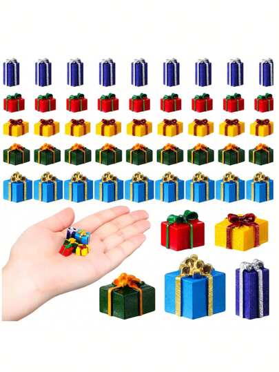 20 pezzi Decorazioni natalizie in miniatura per artigianato, Statuine natalizie in miniatura, Decorazioni natalizie per artigianato, Decorazioni per albero di Natale in miniatura, Accessori da giardino fai-da-te, Ornamenti natalizi in resina decorativa a forma di albero di Natale in scatola, Kit ciondolo fai-da-te