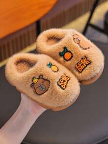 1 Pair Capi Pala Children's Slippers, Plush Indoor Home Slippers For Boys And Girls, Autumn/Winter