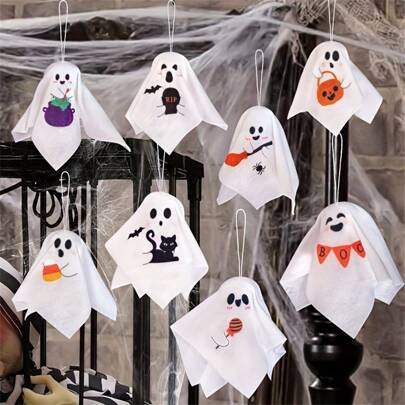 8pcs Halloween Props, Ghost House Bar KTV Ghost Hand Puppet Hanging Ghost Colorful Hanging Ghost Decoration Supplies