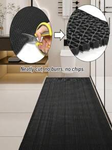 1pc Hollow Design, Outdoor Commercial Bathroom Anti-Slip Mat, Thickened Entrance Kitchen Floor Mat, Bathroom Shower Room Toilet Non-Slip Pad - Black - View 4