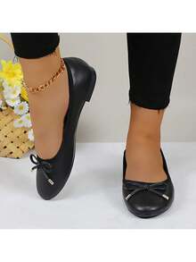 Womens Low Block Chunky Heels Pink Pumps Ladies Dress Shoes Round Toe Comfortable Office Slip On Shoes ROUDI-1 - 黑色 - 查看 9