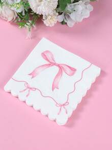 16张白色背景蝴蝶结蕾丝一次性纸巾，适合婴儿派对，优雅粉色蝴蝶结图案，可用于性别揭晓派对餐桌装饰、婴儿生日派对装饰、一周岁生日派对粉色蝴蝶结图案一次性装饰餐巾、派对餐桌中心装饰餐巾、婴儿派对装饰、婴儿派对回礼、性别揭晓派对装饰 - 白底蝴蝶結花邊 - 查看 7